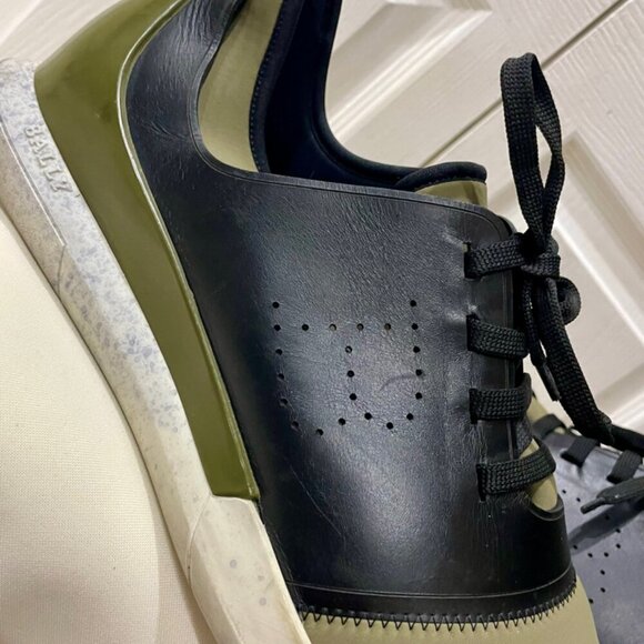 BALLY MADE IN ITALY SNEAKERS AESTHETIC GREEN OLIVE NEOPRENE BLACK LEATHER  SZ 13 - Picture 6 of 16